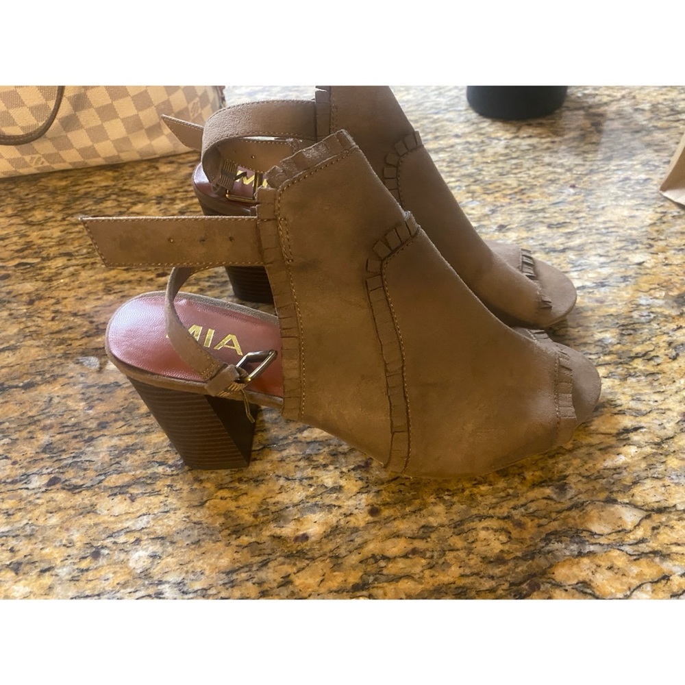 Brown suede heels